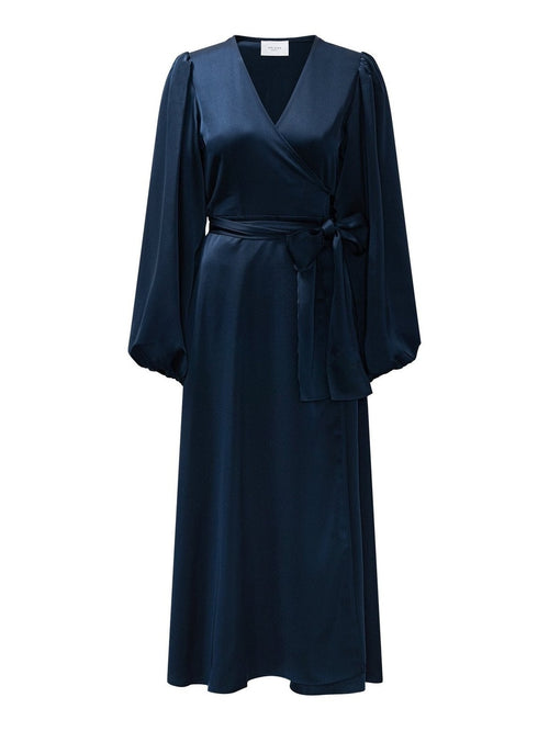 Locki satin maxi kjole - navy
