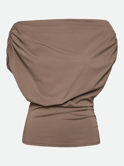 RWBridget Draped SS T shirt - Walnut, front