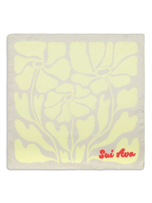 Soft floral skjerf - Grey/Butter Yellow Sui Ava