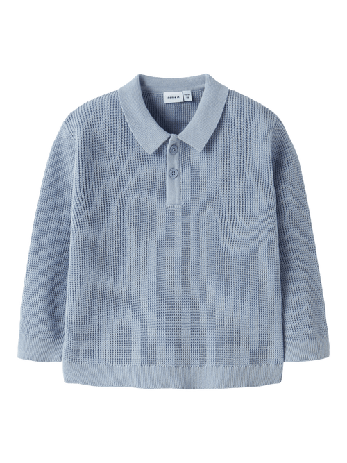 FIKAL LOOSE KNIT POLO GENSER - Blue Fog NAME IT