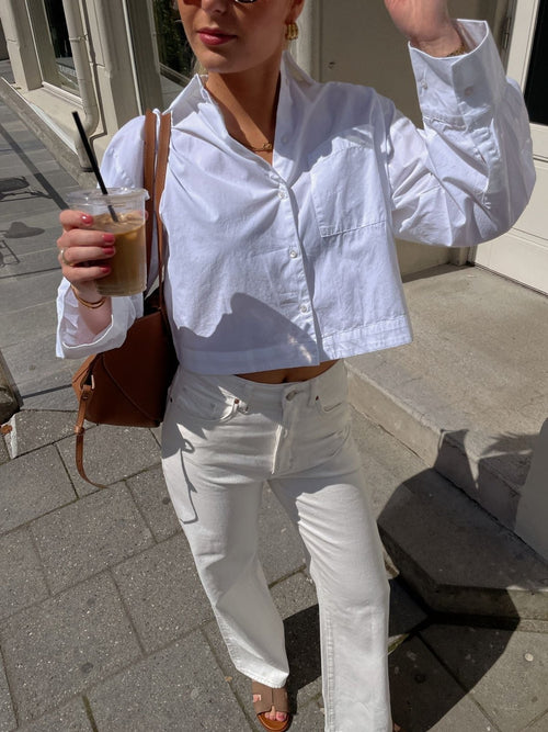 Astha cropped boxy skjorte - bright white Selected Femme