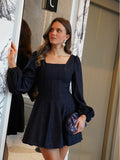 Sophie tweed kjole - midnight blue