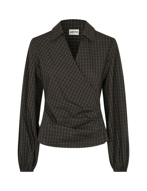 Gerrida bluse i svart og brun rute, forside