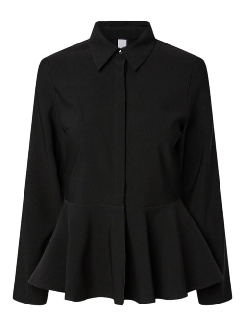 Pepa skjorte i svart med peplum, forfra