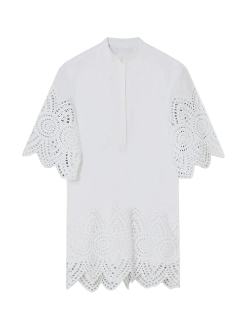 Kiwa Poplin Charm kjole - Brilliant White 2ND Day