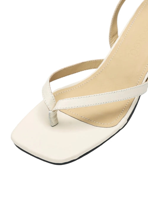 Ella skinn hæl sandal - egret
