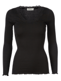 Babette silk lace genser - black