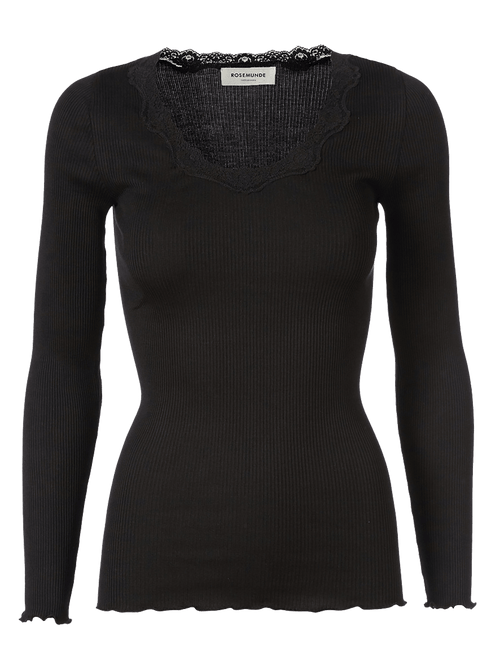 Babette silke genser - Black Rosemunde