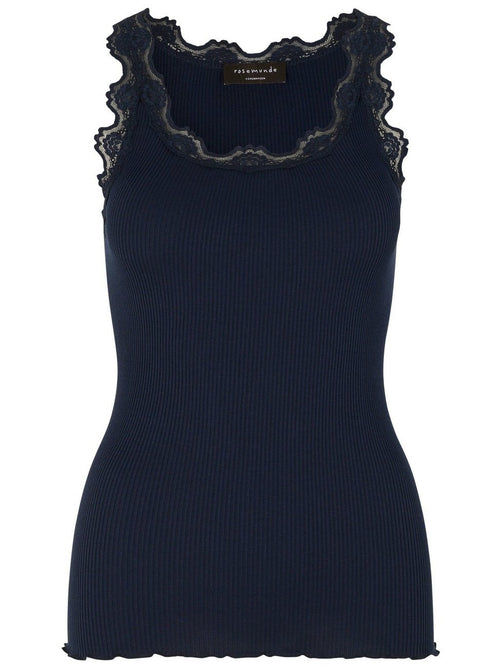 Silke topp m/ blonder - Navy Rosemunde