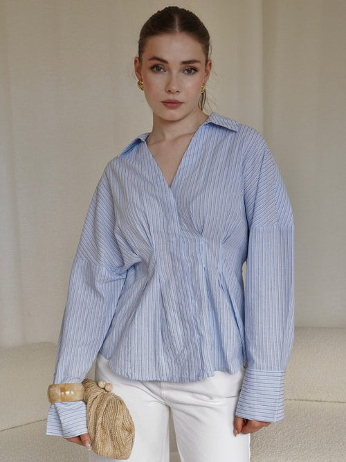Isidor skjorte - light blue white stripe by MbyM / Message - Skjorte. 1+lagerJekta, 1+lagerSirkus, 1+lagerStrømmen, 1+lagerTrondheimTorg, 2025, 2502, ansattrabatt, Brando, brando-no, Dame, mottatt30dager, Nyhet, Pentøy, Publisert, Rabattkode, SHLP, Tops, YGroup_isidorskjorte