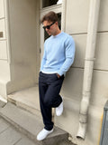 Karl lambswool knit crew neck - placid blue