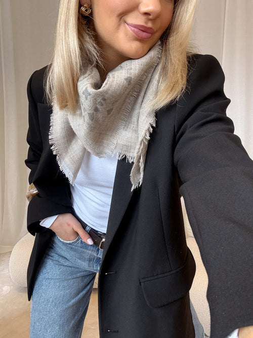 Skjerf mønstert - beige Intex