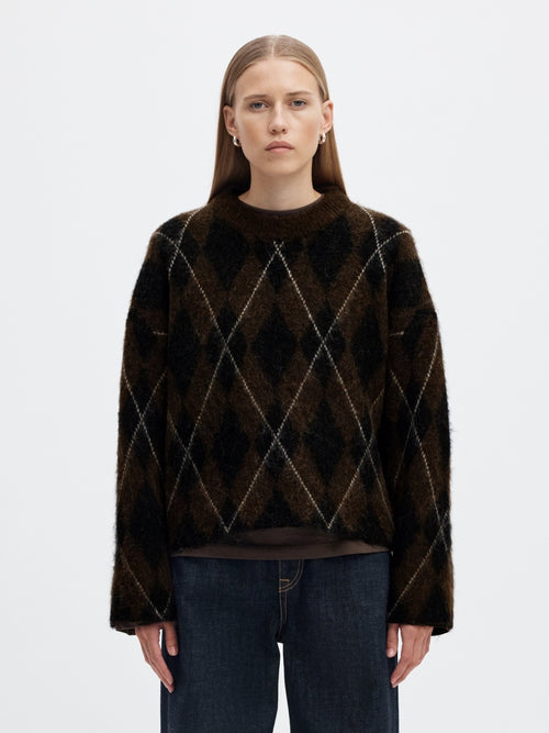 Lulu brushed argyle knit genser - delicioso Selected Femme