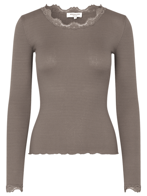 Babette ls regular lace t-shirt - falcon Rosemunde