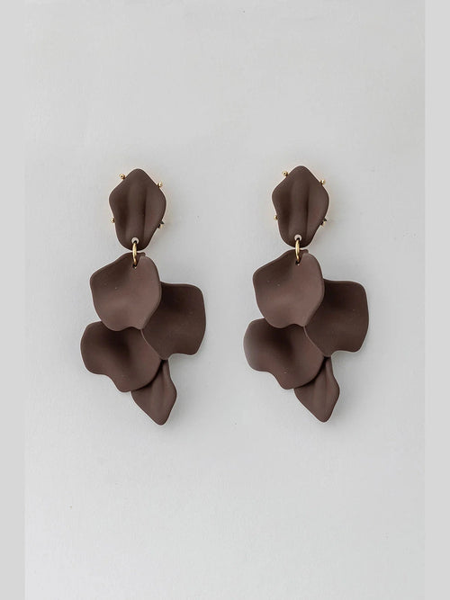 Leaf earrings matt - dark brown BOW19