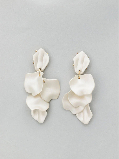 Leaf earrings pearl - pearl white BOW19