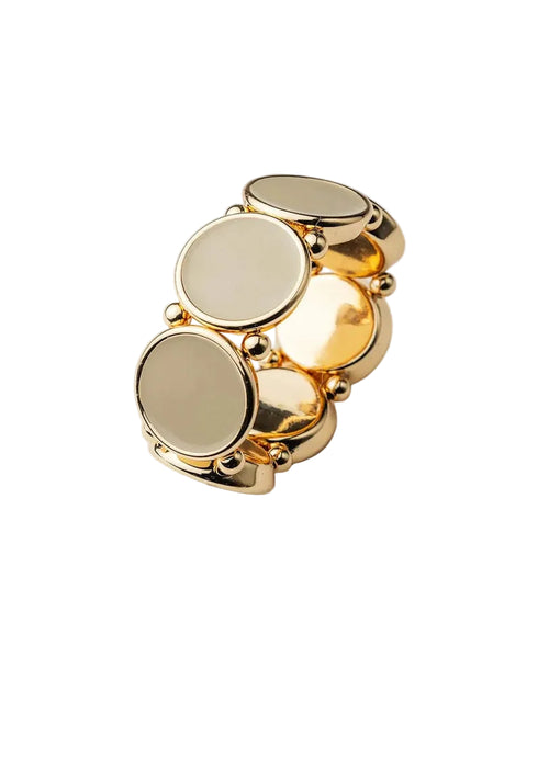 Ava Elastic Bracelet - Gold w Beige BOW19