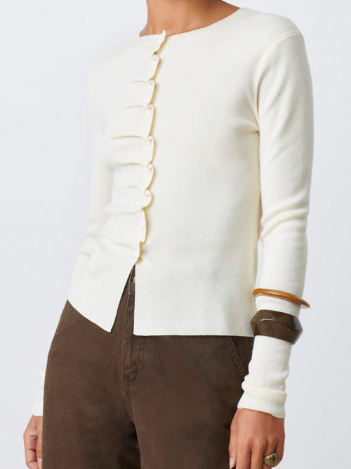 Gilet gamira cardigan - blanc casse by SUNCOO - Genser. 2026, 2603, ansattrabatt, Brando, brando-no, opprettetsiste2måneder, Outerwear, Rabattkode, SHLP