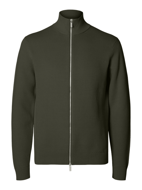 DANE KNIT STRUCTURE FULL ZIP - Forest Night Selected Homme