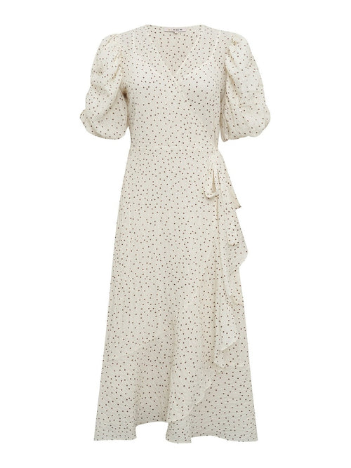 Sinda dot kjole - cream/brown