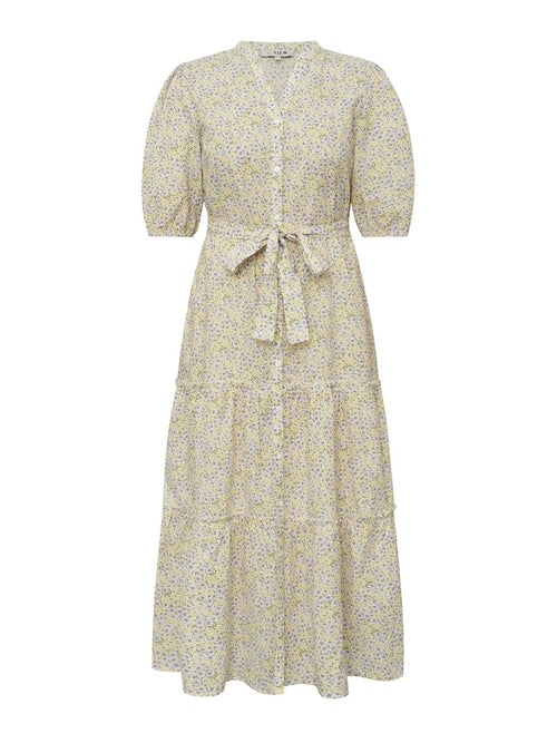 Kate v-hals lang kjole - Lilac/yellow A-View