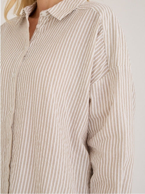 Sonja new skjorte - sand/white A-View