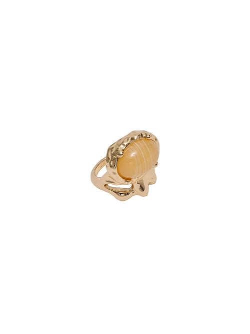 Pom stone ring - gold/marble sand BOW19
