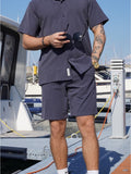 Barcelona erico striped shorts - navy