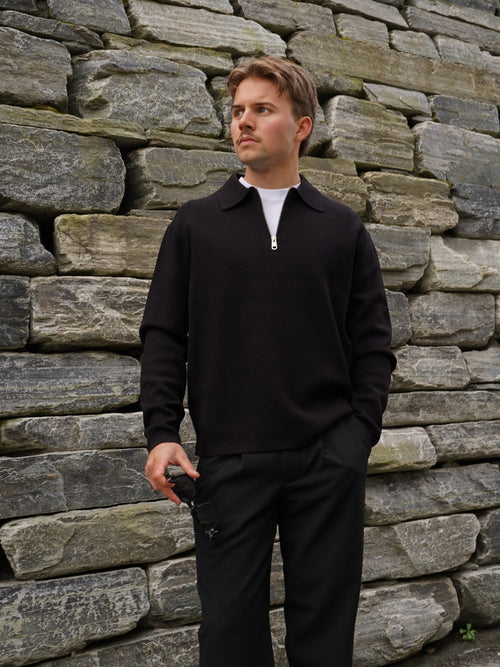 Teller half zip polo - black by Selected Homme - Genser. 2026, 2603, Brando, brando-no, farsdag26, Herre, kampanje-farsdag-2026, mottatt30dager, Publisert, Publisertsiste2måneder, Salg, SHLP, Sweater