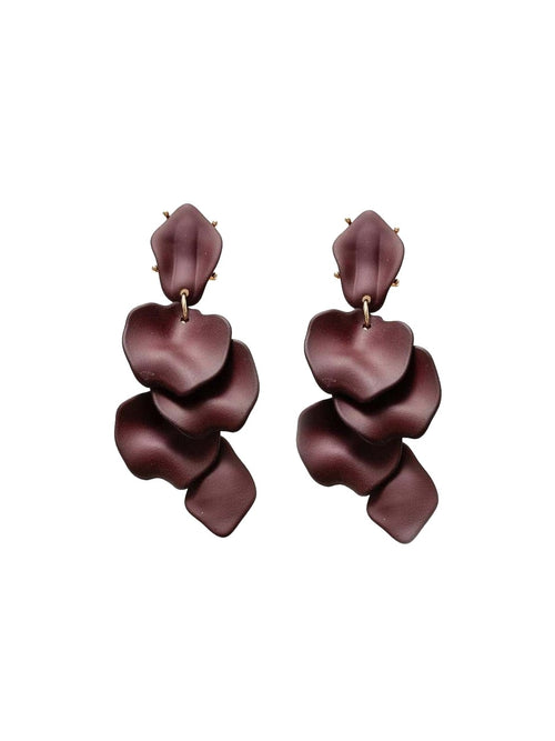 Leaf øredobber matt - dark burgundy/deep red