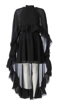 Helena long cape kjole - black
