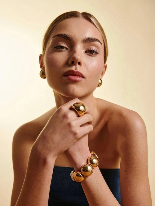 Big elastic bracelet - gold BOW19