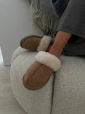 Sydney shearling reversed slippers - almond