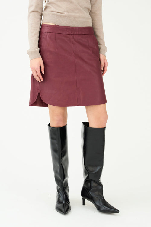 IVY Kylie Leather Mini Skirt Leather I234728 Burgundy 1