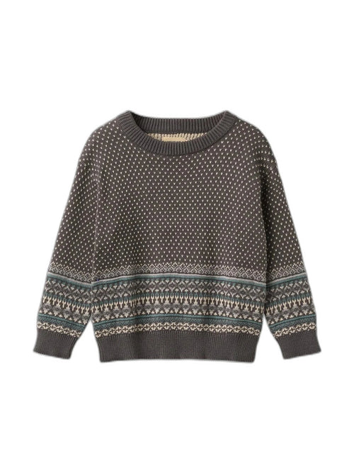 Jacquard Pullover Julius - 9619 dark charcoal by WHEAT. 2026, 2603, ansattrabatt, Arkiveres?, Barn, Barn-unisex, Brando, brando-no, brandokids, Ekskluderte produkter, Mangler aldersgruppe, mottatt30dager, Rabattkode, SHLP, Sweater