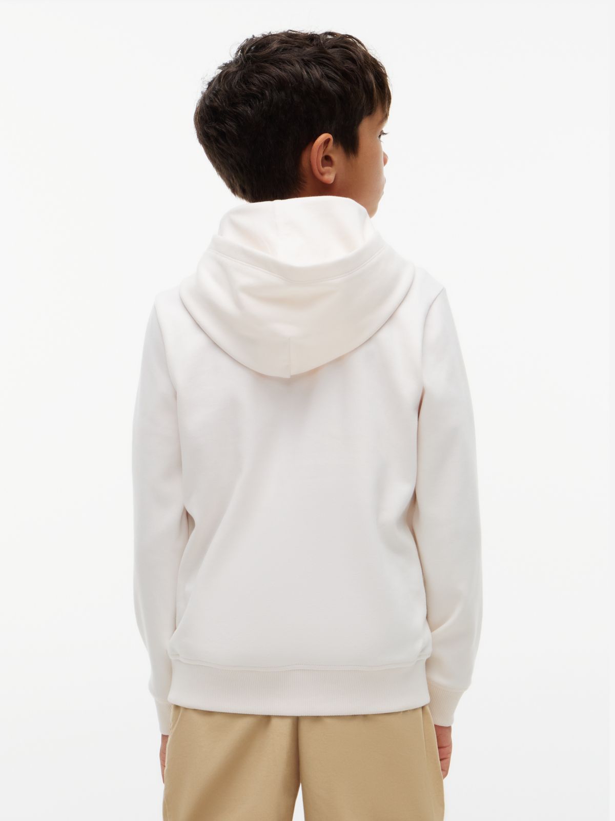 Off-white hettegenser sett bakfra