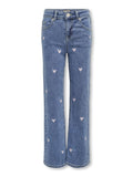 Juicy Wide Leg Heart Jeans - Light Medium Blue Denim