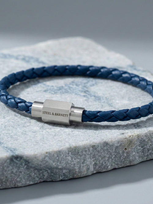 Leather Bracelet Luke Landon - Jeans Blue by Steel & Barnett - Tilbehør. 2026, 2601, Accessories, Brando, brando-no, Herre, mottatt30dager, SHLP