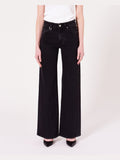 Eva wide french blac jeans - washed black