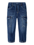 BEN BAGGY CARGO JEANS - Dark Blue Denim