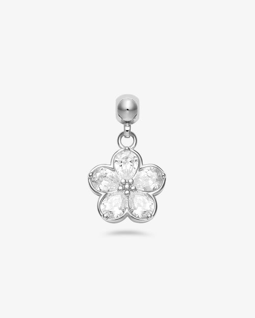 Diamond flower charm - silver
