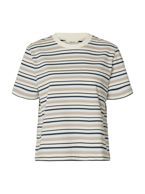 Selected Femme essential striped boxy t-skjorte - cashmere blue by Selected Femme - T-skjorte. 2025, 2501, Brando, brando-no, Dame, SHLP, T-shirts & Tops