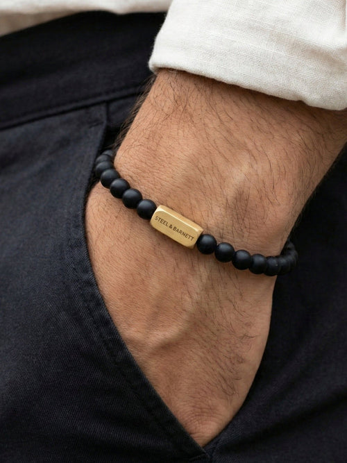 Stones Bracelet Natural Ned - Matt Black/ Gold by Steel & Barnett - Tilbehør. 2026, 2601, Accessories, Brando, brando-no, Herre, mottatt30dager, SHLP