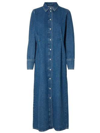 REGULAR AGATHE LONG DENIM kjole - Medium Blue Denim Selected Femme
