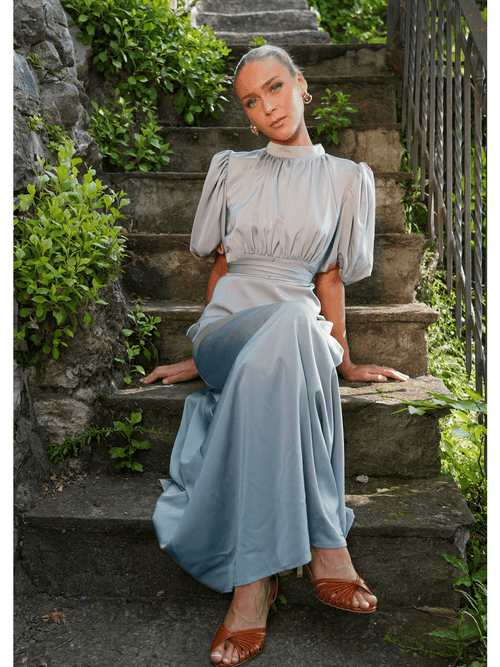 Holly kjole long - light blue