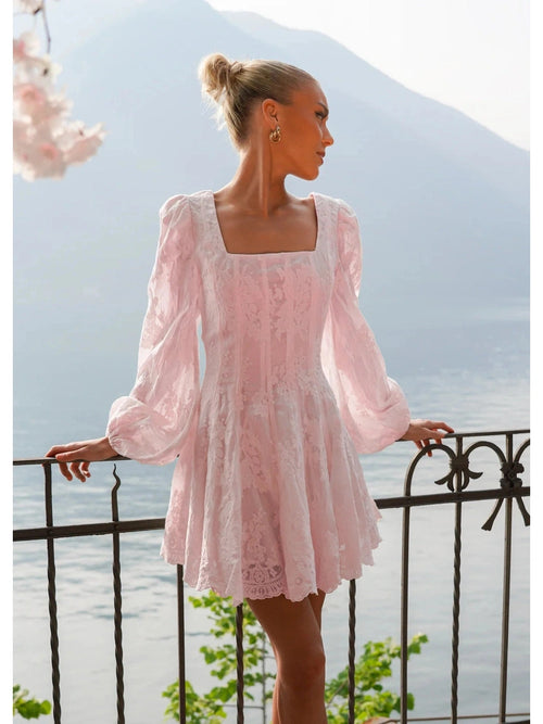 Sophie lace kjole - Baby Pink Golightly