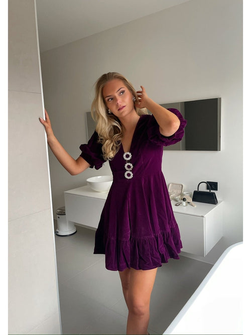 Alba ornament dress - purple Helene Studios