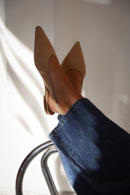 Nita suede sko - beige