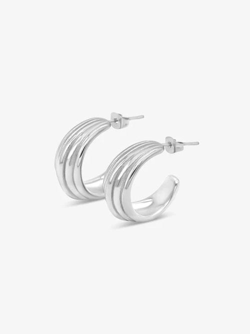 Ribbed Hoops - Silver WHO IS SHE