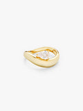 Wave pear ring - gull